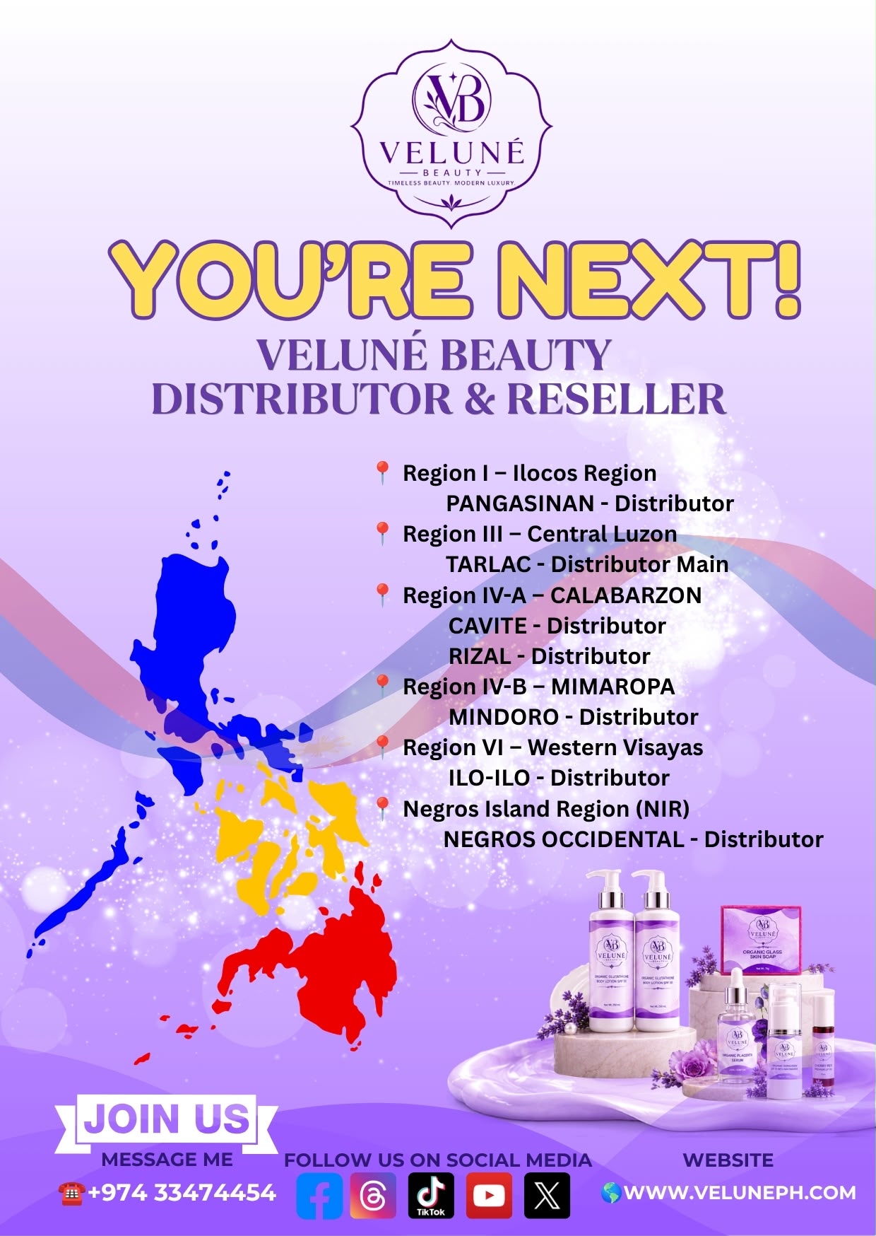 Veluné Beauty distributor and reseller opportunities across the Philippines